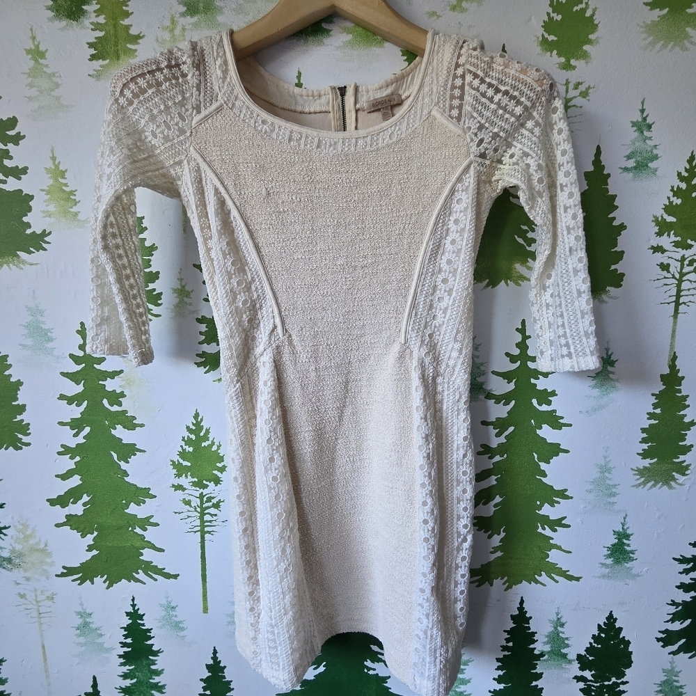 Bordeaux Anthropologie Ivory Knit Dress